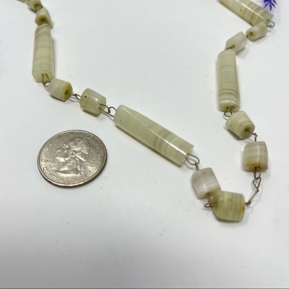 Vintage Carved Alabaster Linked Necklace - Picture 2 of 5